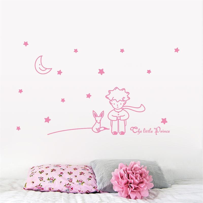 The Little Prince With The Fox, Moon &Amp; Stars - Wall Decal For Kids Room Decor