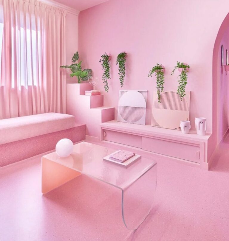 This apartment is called 'Minimal Fantasy' and it was done in all shades of pink