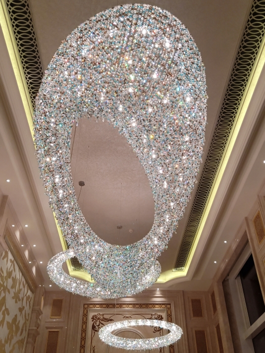 Grandiose Crystal Chandelier Cluster In A Luxury Interior